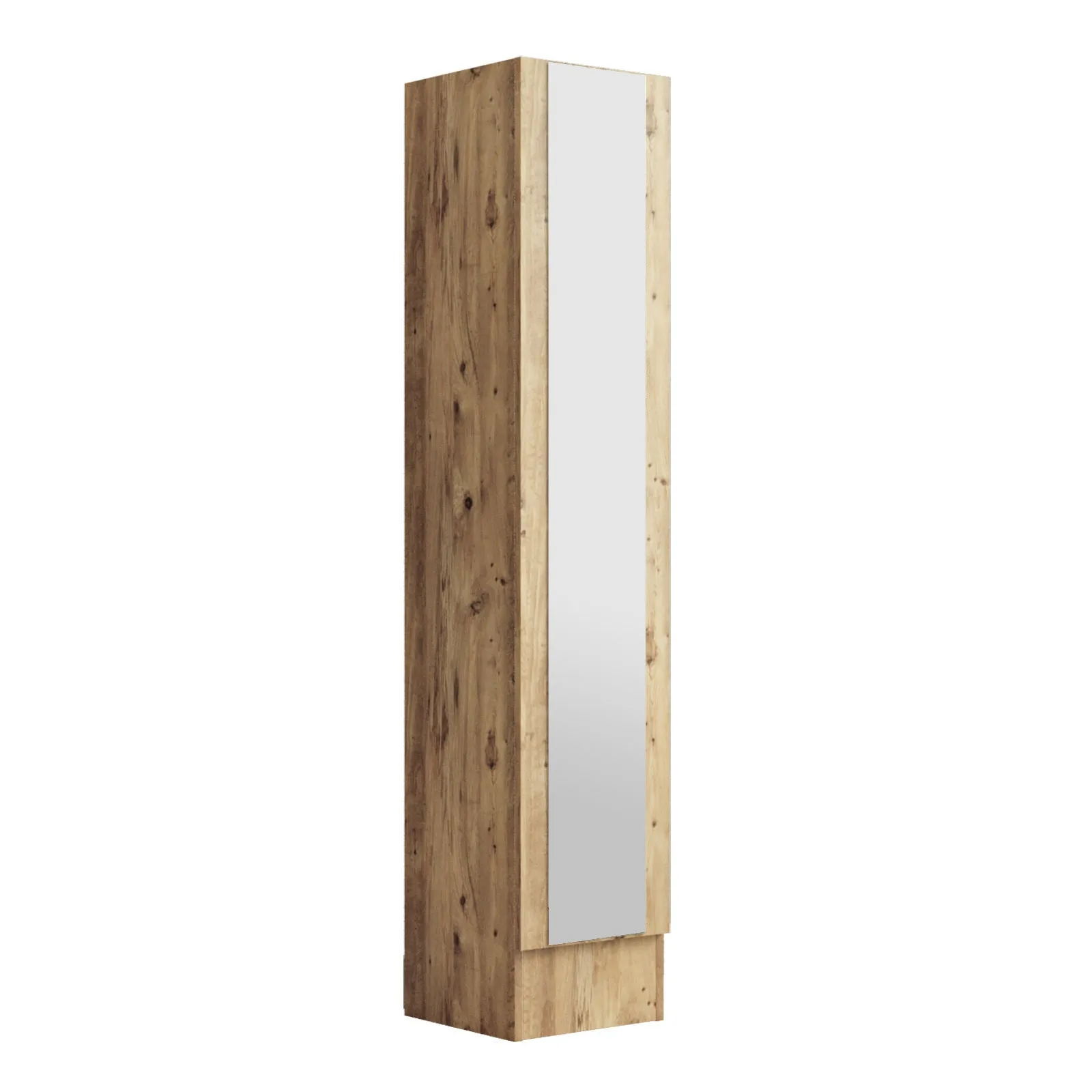 Armadietto a colonna 1 anta con specchio da ingresso in legno colore naturale cm 35x35x180h