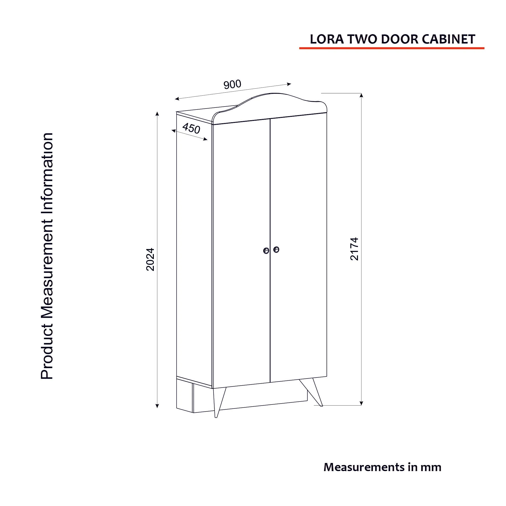 Armadio alto a due ante con asta appendiabiti colore bianco cm 90x45x218h