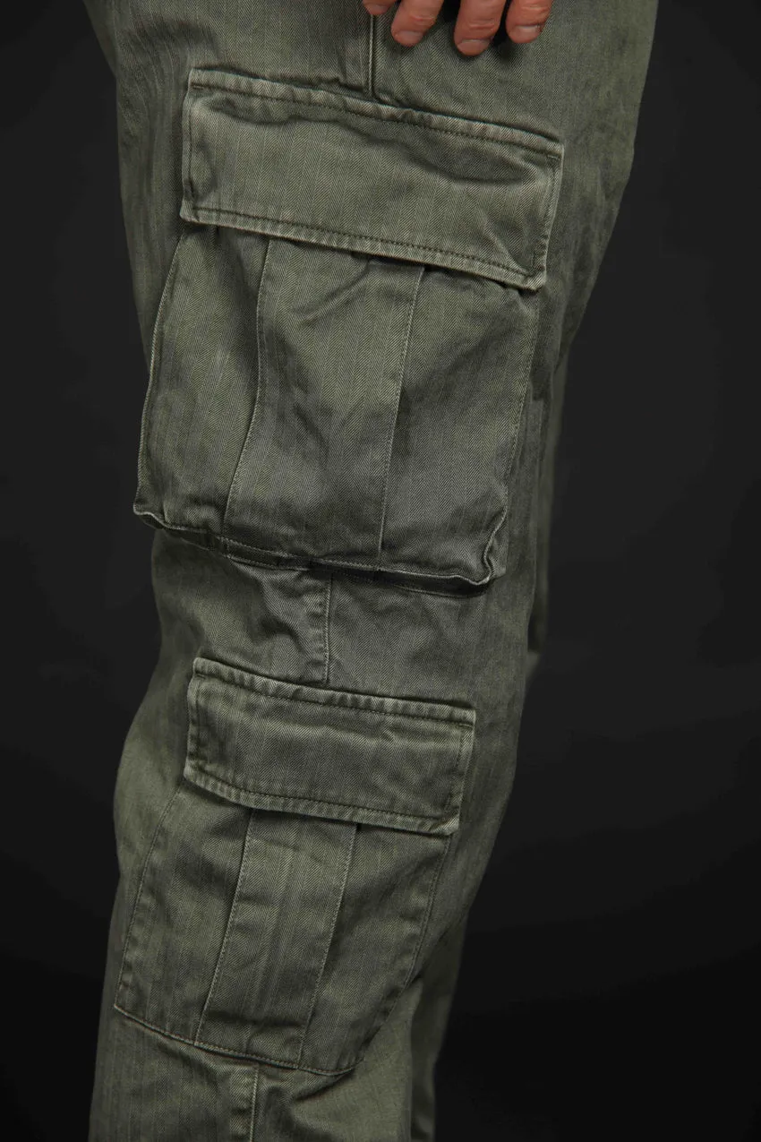 Bahamas pantalone cargo uomo in cotone con microfantasia resca Logo Limited Edition relaxed fit ①