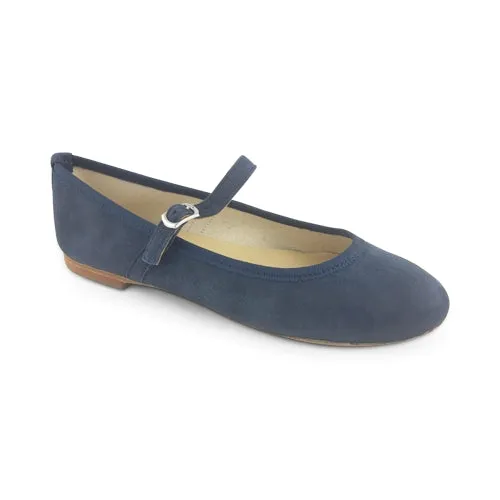 Ballerine con cinturino in camoscio blu