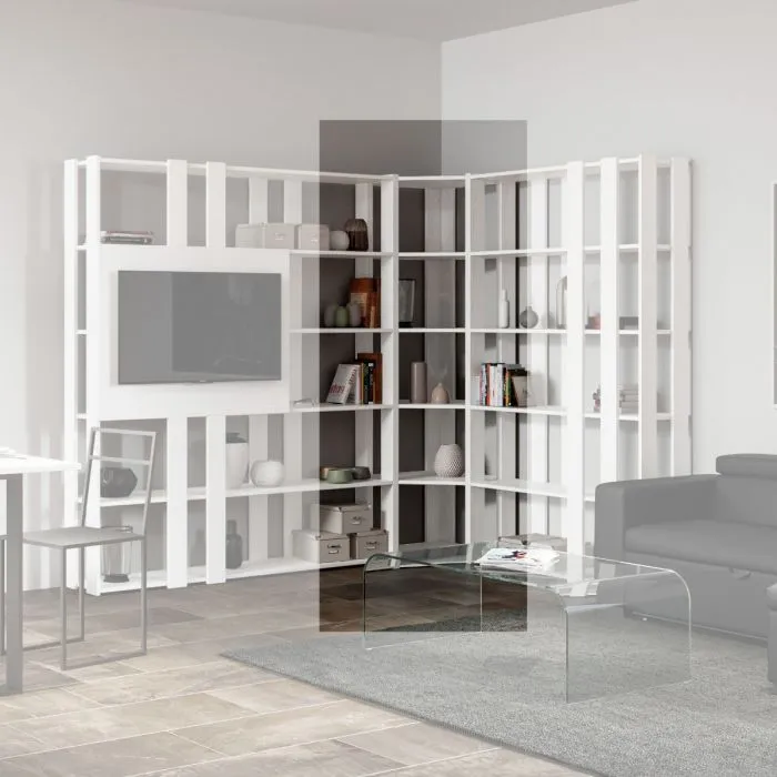 Bartez - Libreria ad angolo design con 5 ripiani in legno - vari colori