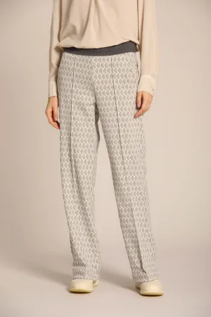 Easy Straight pantalone chino donna in jersey con pattern rombo straight fit