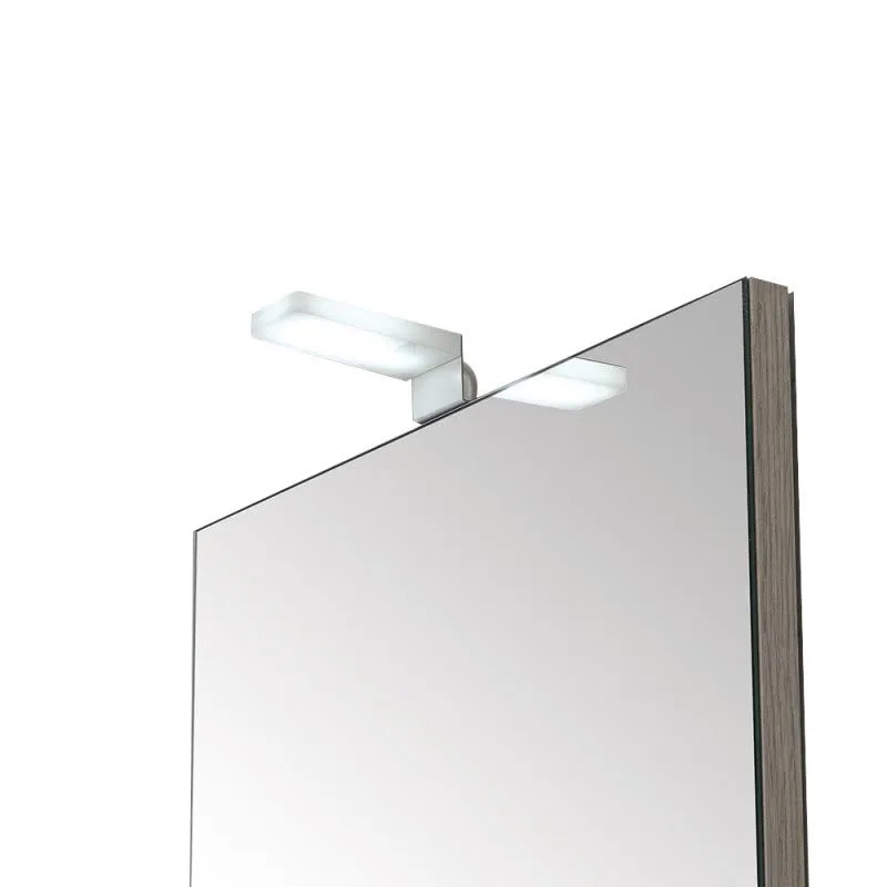 lampada led universale in acciaio e plexiglass per specchio a filo e su pannello