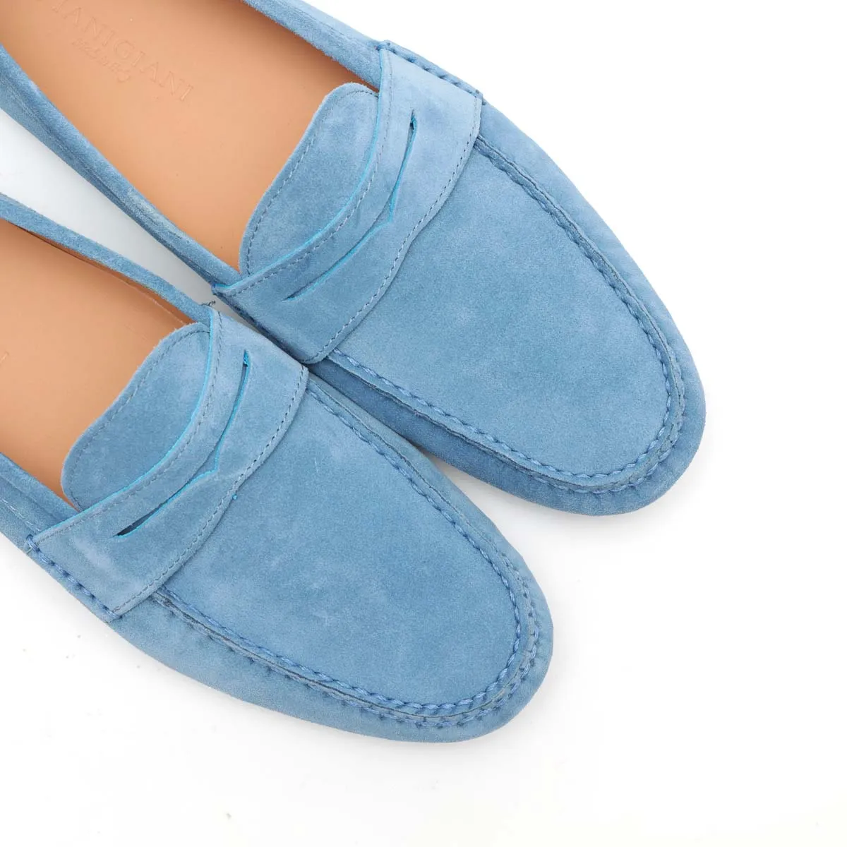 Mocassino U in Pelle Scamosciata Denim