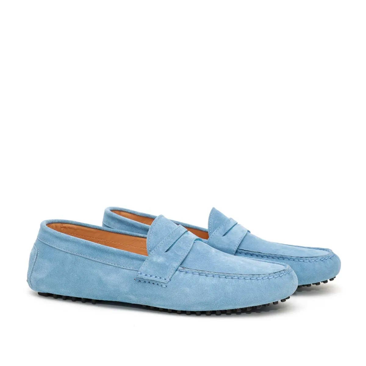 Mocassino U in Pelle Scamosciata Denim