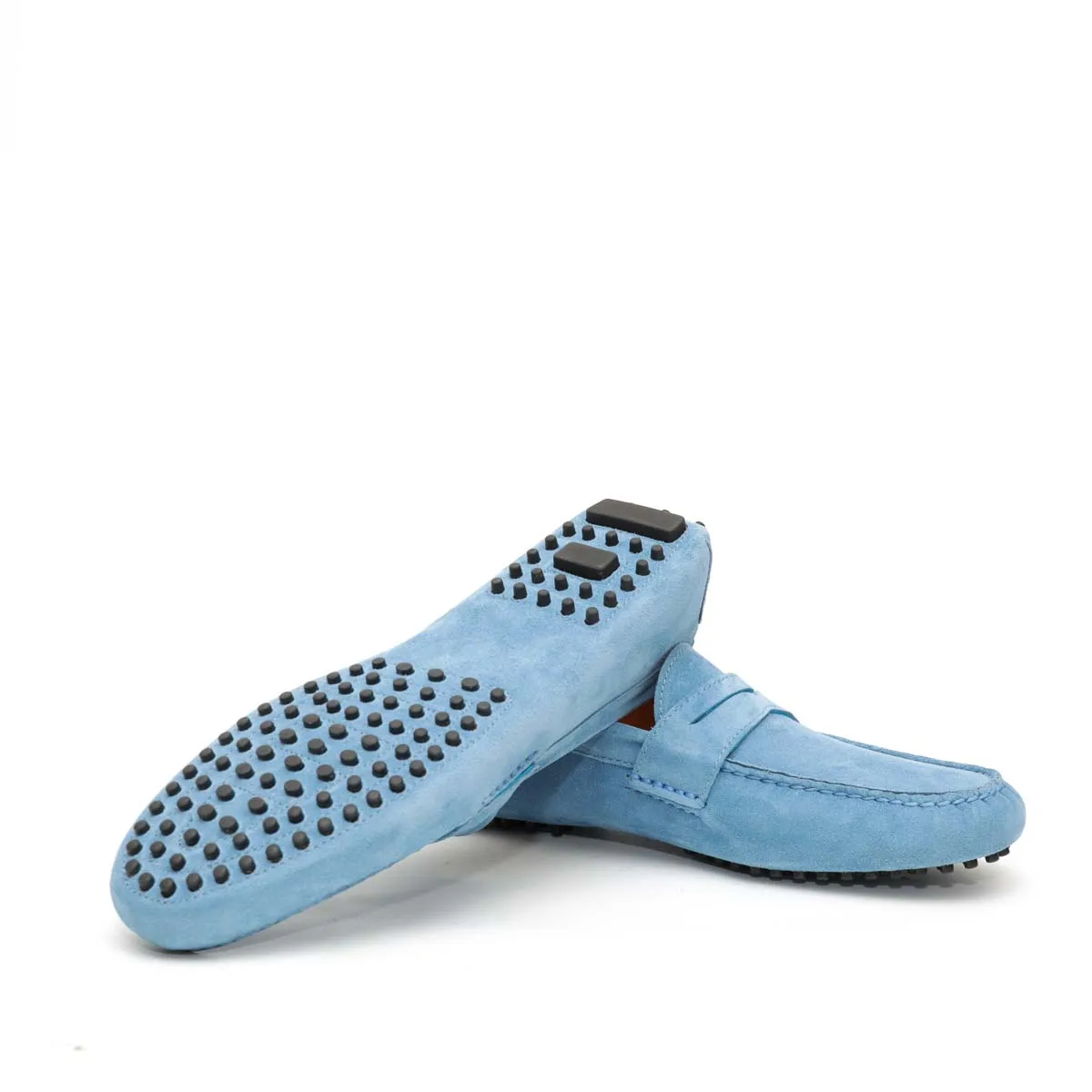 Mocassino U in Pelle Scamosciata Denim