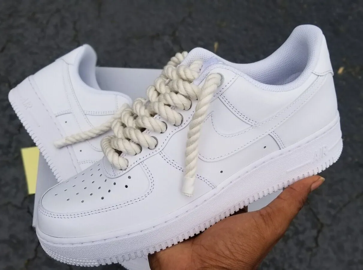 Nike Air Force 1 White Rope Laces Beige